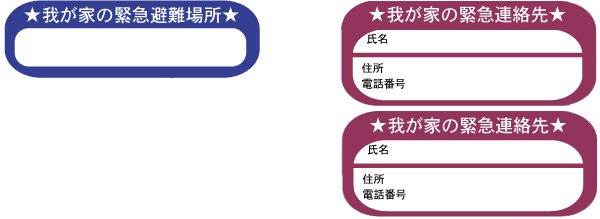 緊急避難場所や緊急連絡先を記入するための名札の画像