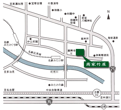 商家竹屋のアクセスマップ